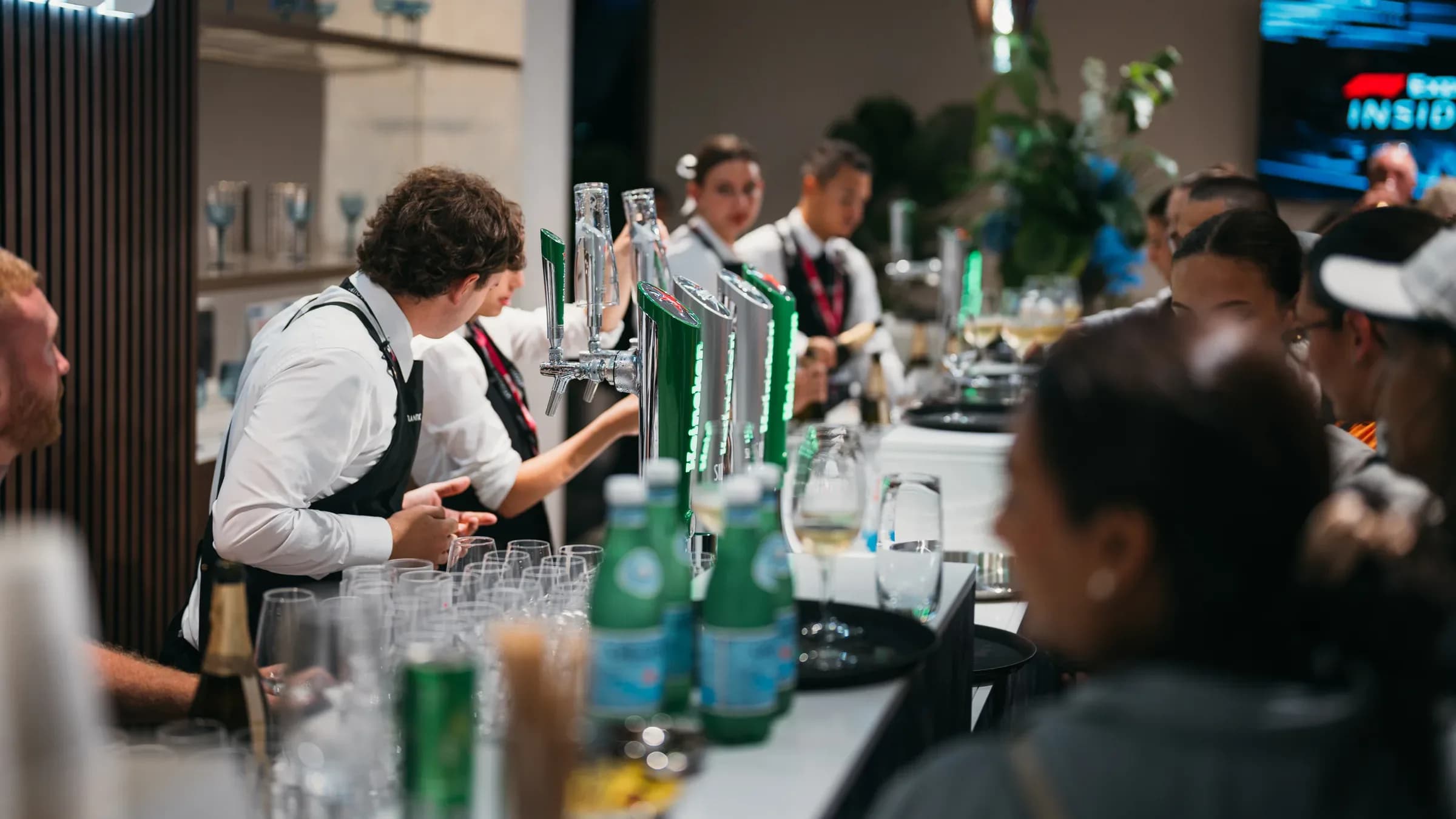 Bar service in a Formula 1 hospitality lounge